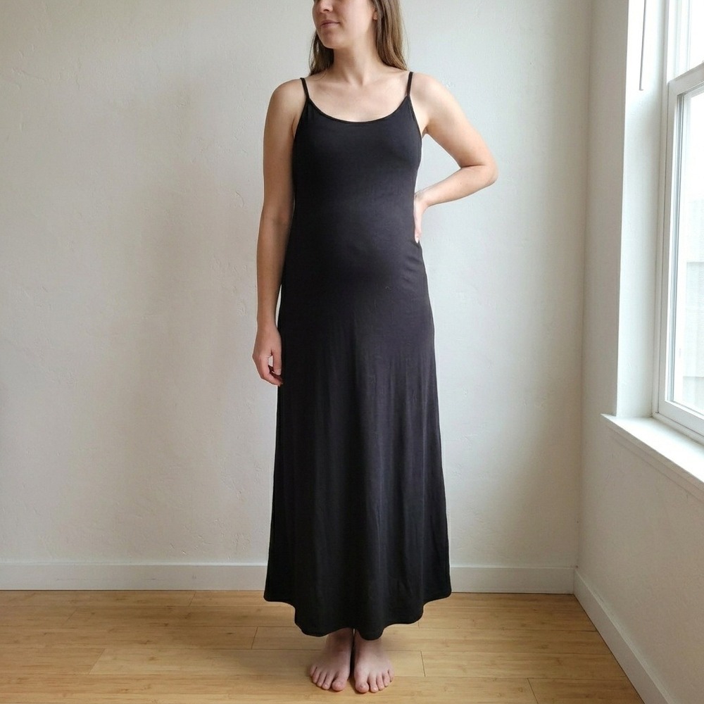 Bumpsuit Women Dress Small Black Spaghetti Strap Maxi Maternity Minimalist